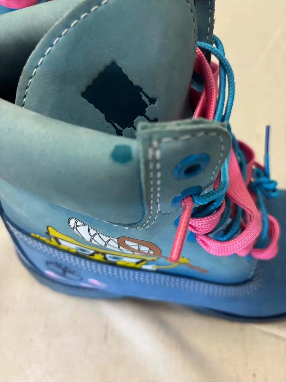 Timberland Sponge Bob Boots with Pink & Teal Laces